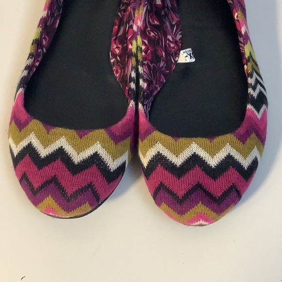 Missoni For Target Purple Green Sweater Knit Zig Zag Chevron Ballet Flats Sz 9.5 - Picture 2 of 12